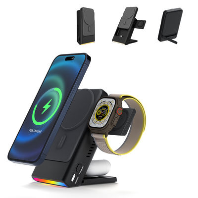 Buy Desktop 3in1 Magsafe Wireless Charger With Power Bank And Hidden Watch Design online manufacture