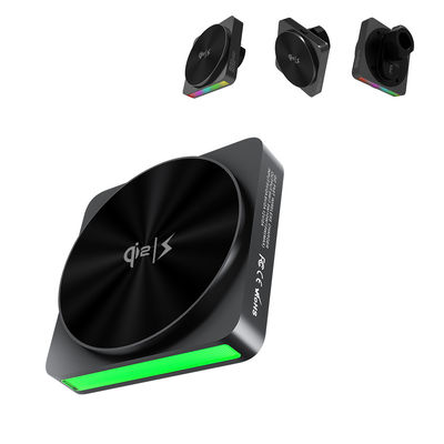 Buy 9-Color Ambient Light Car Wireless Charger , 15w Fast Charging Wireless Charger Metal Plate Black Technology Sound Pickup online manufacture