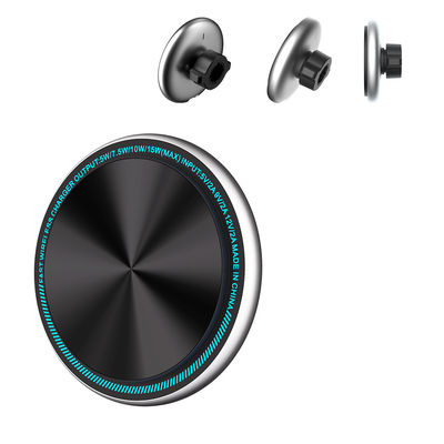 Buy Metal Ambient Light 15w Wireless Charger Car Phone Holder With Oval Shape And Magsafe Magnetic Suction online manufacture