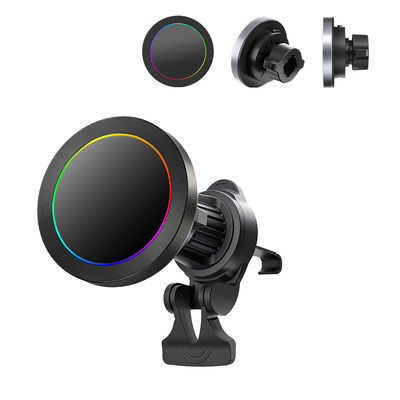 Buy Aluminium Alloy Texture Car Phone Holder For Iphone 15 Pro Max Charger With RGB Light Effect And Adjustable Minimum online manufacture