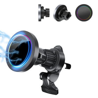 Buy Aluminium Alloy Texture Wireless Car Phone Holder Magsafe Car Mount RGB Light Effect Fast Charging online manufacture