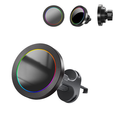 Buy Aluminium Alloy Texture RGB Light Effect Wireless Car Phone Holder With Fast Charging And Adjustable Lights For Automotive online manufacture