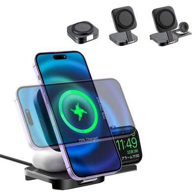 3 In 1 Desktop Wireless Charging Station Aluminium Alloy Magsafe Charger Stand