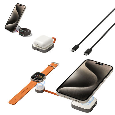Portable 3 In 1 Magsafe Charger Customized With Hidden Phone Holder