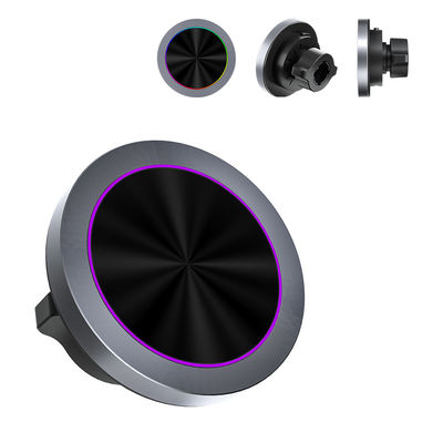 Wireless Car Phone Holder Charger With Aluminium Alloy Texture And RGB Light