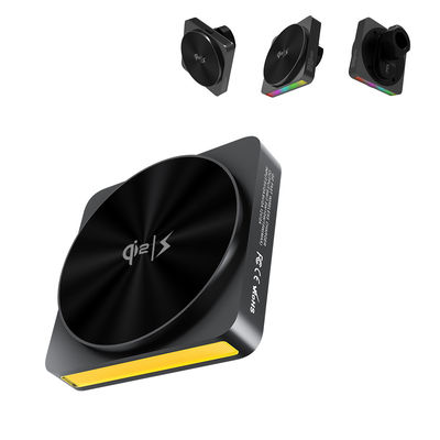 QI2 One-Piece Stretched All-Metal Design Car Magnetic Wireless Charger With 9 Light Colors And Projection Ambient Light