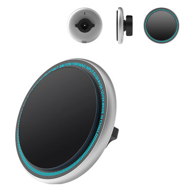 Stylish And Durable Metal Magnetic Car Phone Holder Wireless Charger With Running Light For Iphone