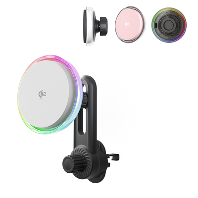 QI2 Certified Magnetic Car Mount Wireless Charger With Cooling Fan And Starry Sky Light For Automotive